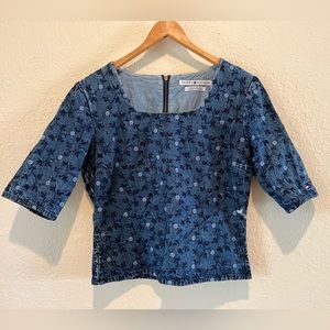 VINTAGE TOMMY HILFIGER floral blue blouse top | 8